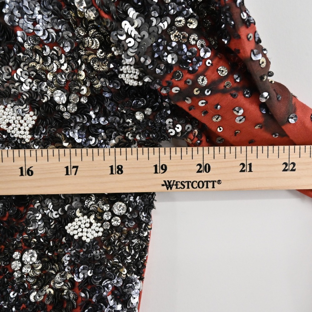 Saaksha Kinni Beaded Floral Maxi Dress Womens S Gown Black Sequin Elegant Formal - Picture 4 of 13
